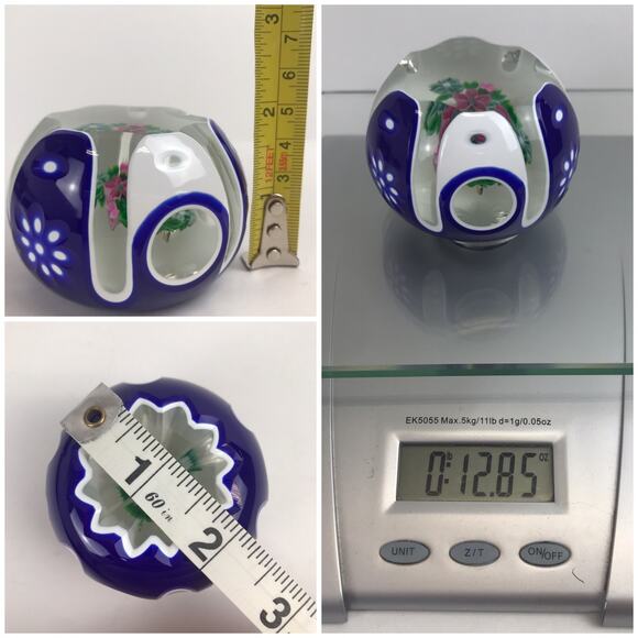 Perthshire 1982H Double Overlay Lampwork Floral Bouquet Facet Flower Paperweight - Picture 7 of 13